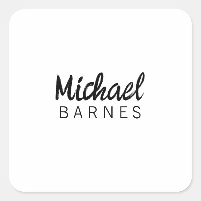 Classical White Minimalist Plain Elegant Square Sticker (Front)