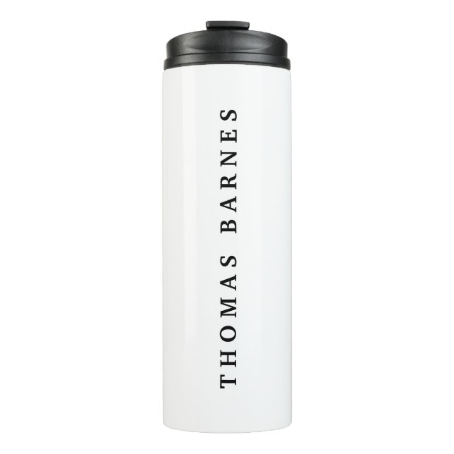 Classical White Minimalist Plain Elegant Thermal Tumbler (Front)
