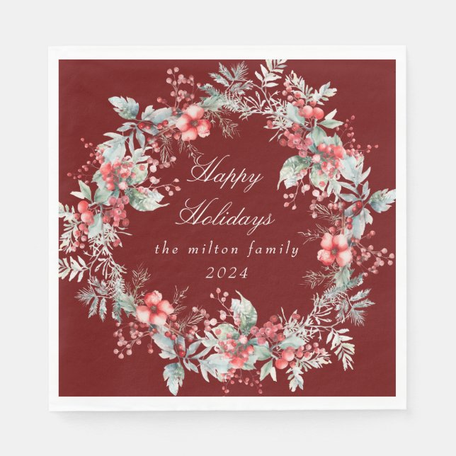 Classical Winter Holiday Berries Paper  Napkin (Front)