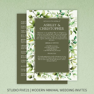 Classically Elegant Rustic Floral Border Wedding Program