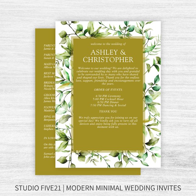 Classically Elegant Rustic Floral Border Wedding Program (Creator Uploaded)