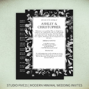 Classically Elegant Rustic Floral Border Wedding Program
