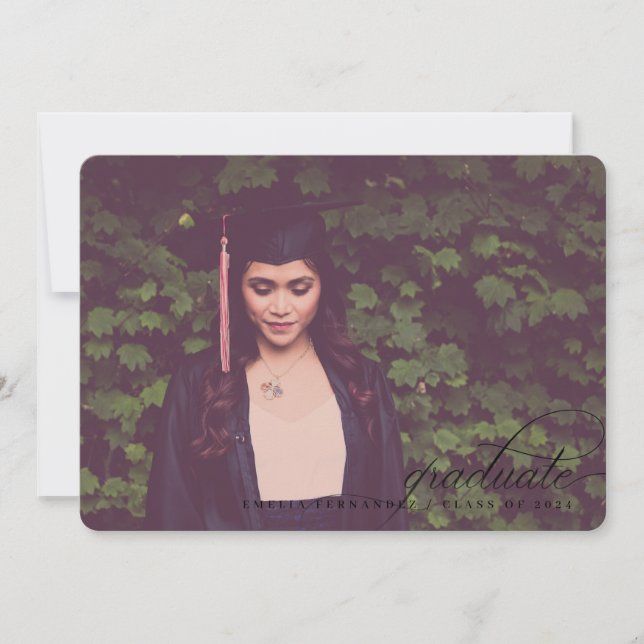 Classically Simple Script Graduation Announcement (Front)