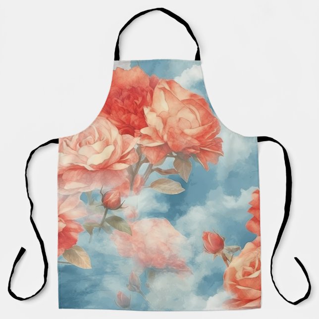 Classics - Angelic Pink and Red Roses in soft clou Apron (Front)