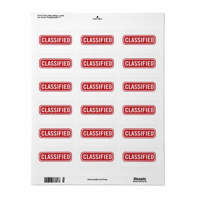 Classified Label (Full Sheet)