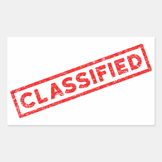 Classified Red Rubber Stamp Sticker (Front)