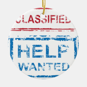 Classified Stamp Help Wanted Stamp Ceramic Ornament