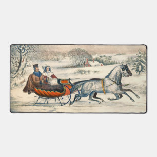 Classique 1853 Promenade en traîneau Currier Ives 