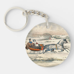 Classique 1853 Traîneau Currier Ives Route Hiver