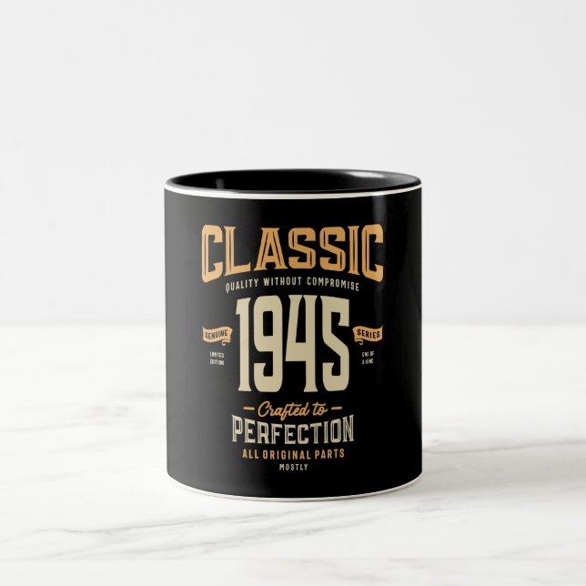 Classique 1945 78e anniversaire Mug à café à deux  (Centre)