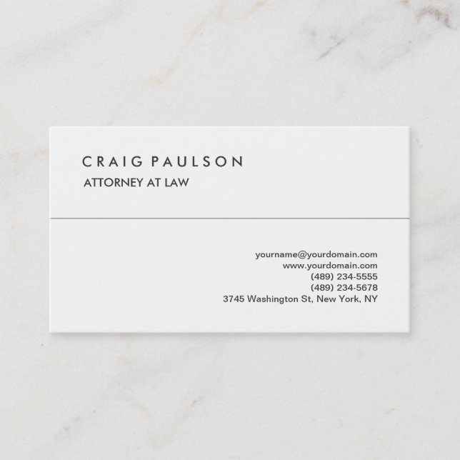 Classique Elegant Blanc Professionnel Carte de vis (Devant)