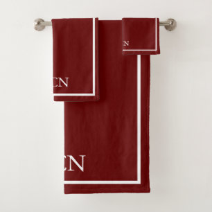 Classique Monogrammé Rouge Bourgogne Bordure Blanc