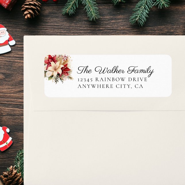 Classique, Noël, Floral (Classic,Christmas, Floral, Adress, Label.)