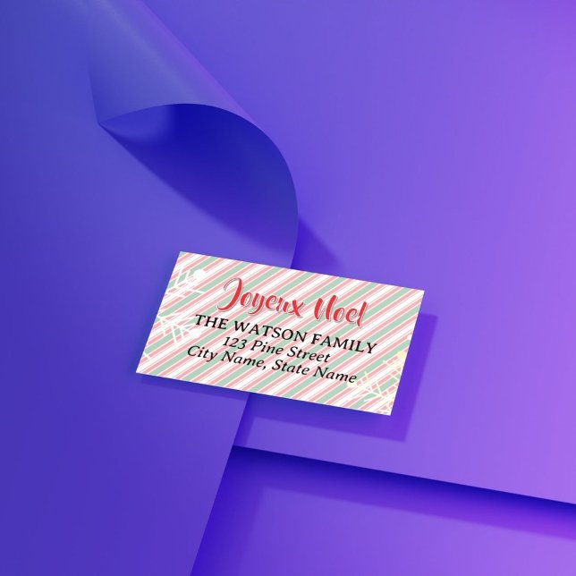 Classique Noël Vert Rouge Rayures Blanches (Use this family Christmas address label to speed up your Christmas card preparation)