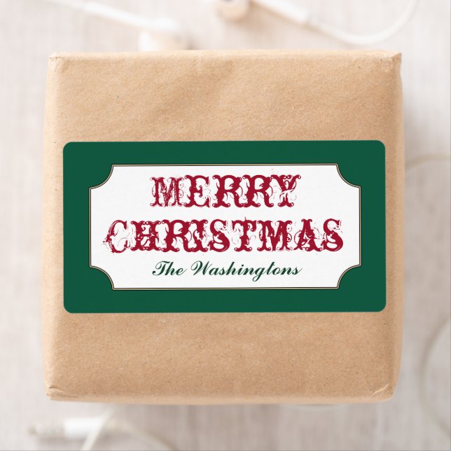Classique personnalisé Vert Noël Cadeau Étiquette (En situation)