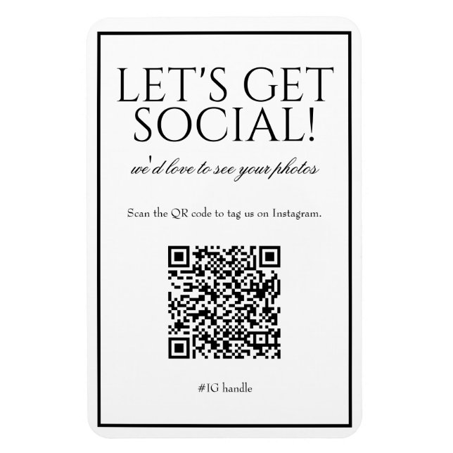 Classique Simple Blanc QR Code Social Media Magnet (Vertical)