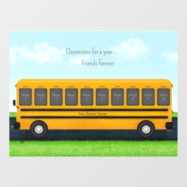 Classmates for a Year Friends Forever School Bus Window Cling (Sheet)