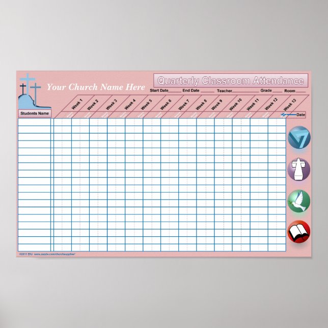 Classroom Attendance Wall Poster (Front)