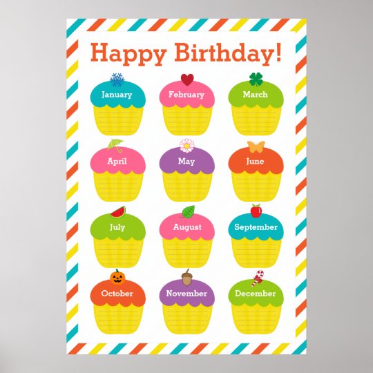 Classroom Birthday Chart Poster | Zazzle.ca