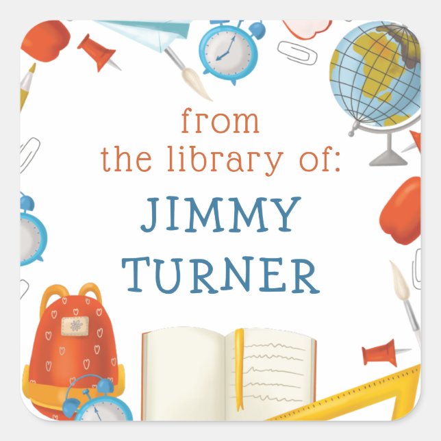 Classroom Bookplate Square Sticker (Front)