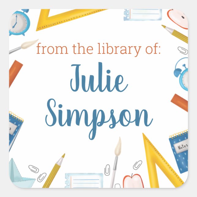 Classroom Bookplate Square Sticker (Front)