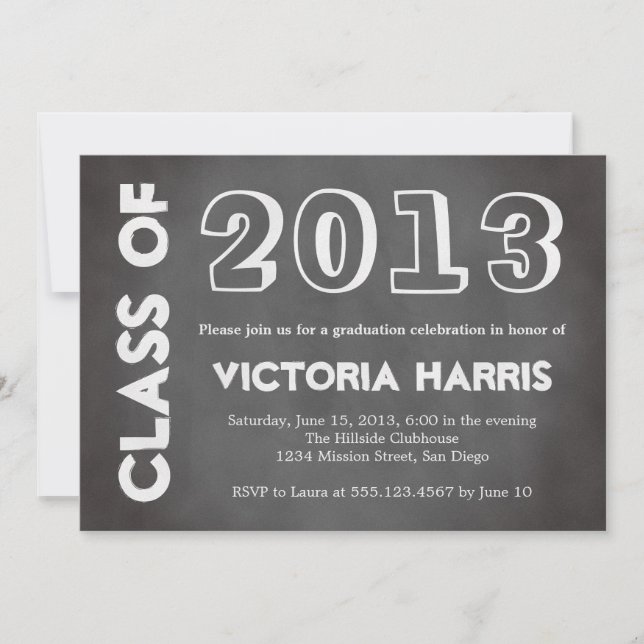 Classroom chalkboard student graduation stylish invitation (Front)