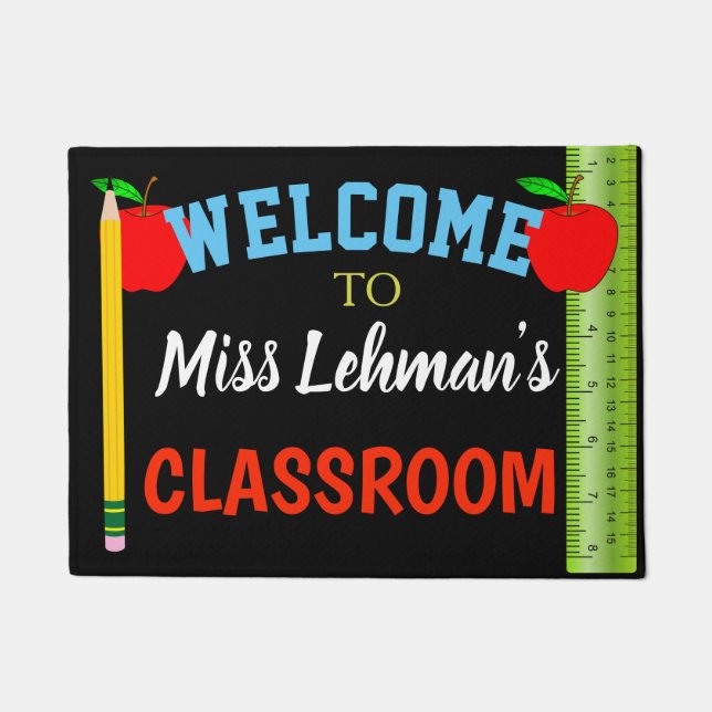 Classroom door mat for teacher personalized (Front)