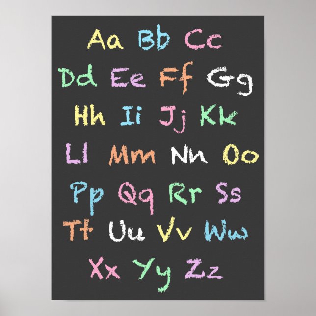 Classroom Pastel Alphabet Chalkboard Poster (Front)