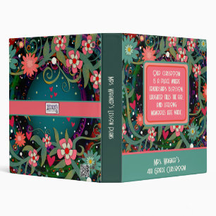 Classroom Quote Monogram Name Floral Teacher  Binder
