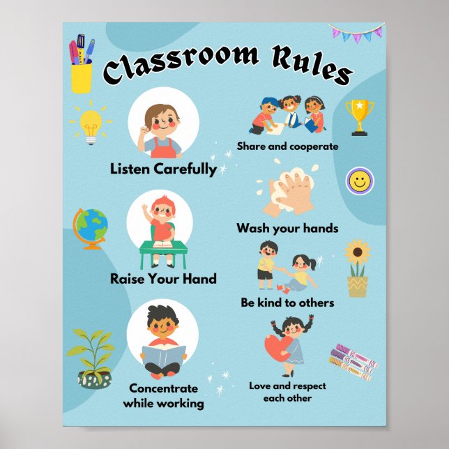 classroom rules good habits of classroom poster (Front)