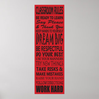 Classroom Rules Poster (Red), 12" x 36"