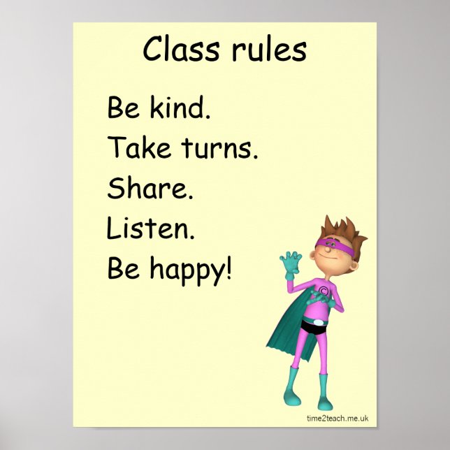 Classroom Rules Poster / sign (Front)