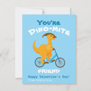 Classroom School kids Valentine dinosaur t-rex fun Holiday Card