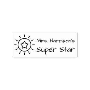 Classroom Super Star Personalized Rubber Stamp