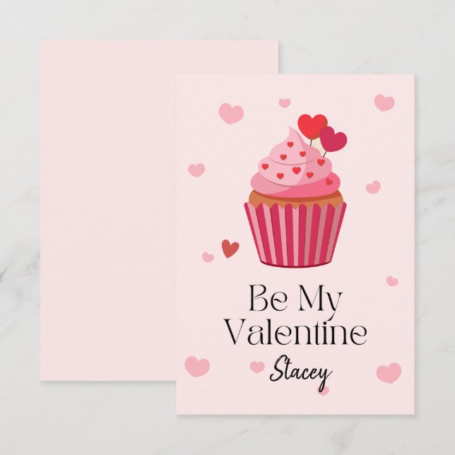 Classroom Valentine Be Mine Cupcake (Front/Back)