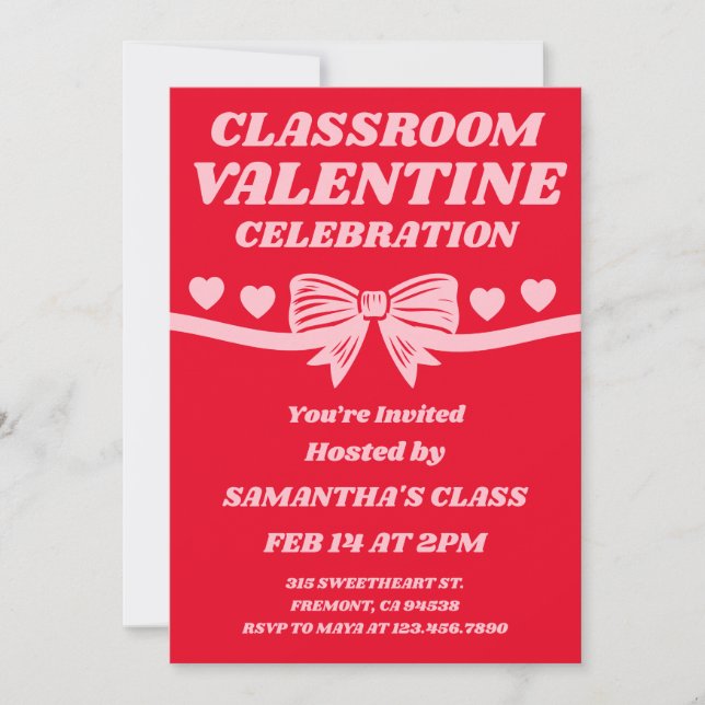 Classroom Valentine Celebration Invitation (Front)