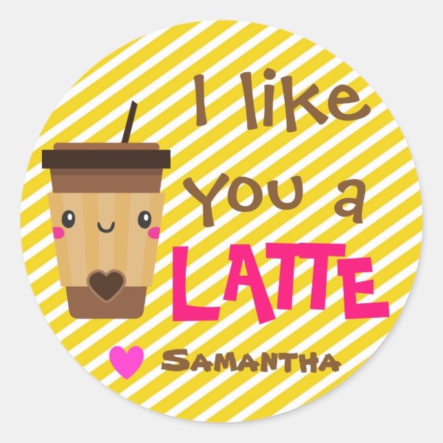 Classroom Valentine Latte Coffee Food Pun Gift Tag (Front)