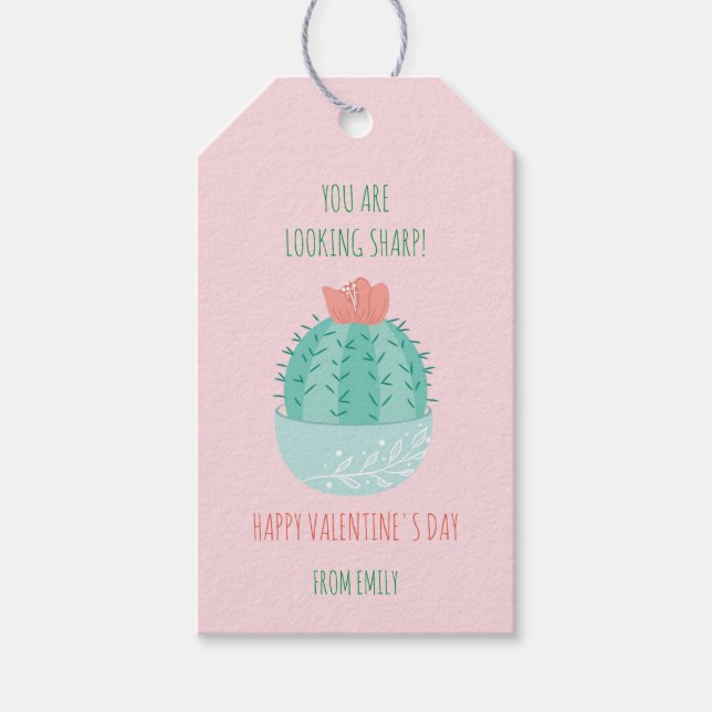 Classroom Valentine Succulent Cactus Gift Tags (Front)