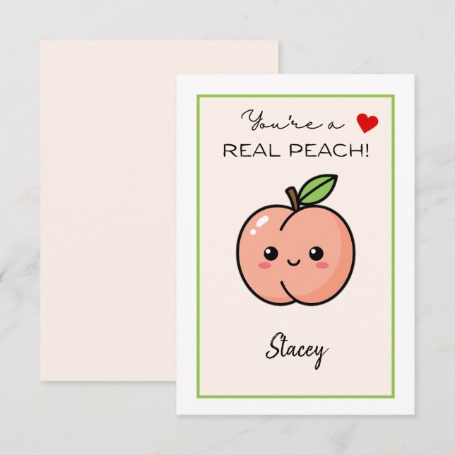 Classroom Valentine "You're a Real Peach" (Front/Back)