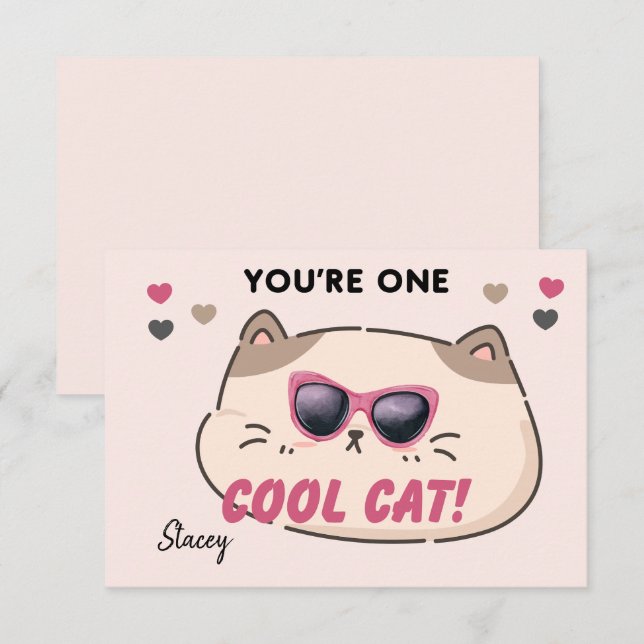 Classroom Valentine "You're One Cool Cat" (Front/Back)