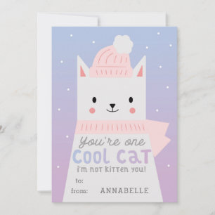 Classroom Valentines Cool Cat Holiday Card