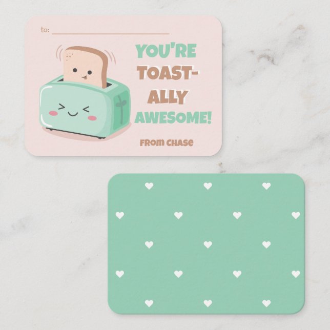 Classroom Valentine's Day Awesome Toast Card (Front/Back)