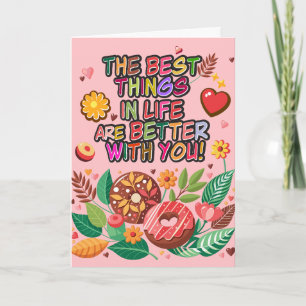 Classroom Valentine's Day Boho Doughnuts and Flowe Card