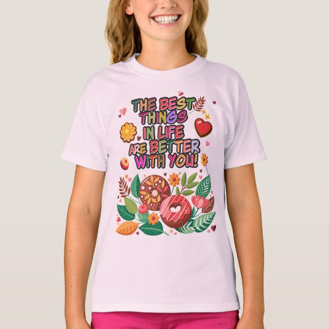 Classroom Valentine's Day Boho Doughnuts and Flowe T-Shirt (Front)