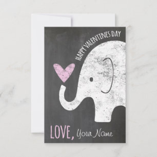 Classroom Valentine's Day Card Elephant Chalkboard