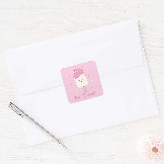 Classroom Valentine's Day Cool Popsicle Square Sticker (Envelope)