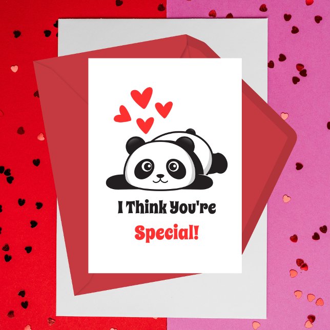Classroom Valentine's Day Cute Panda red hearts  Card (Creator Uploaded)