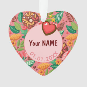 Classroom Valentine's Day Donut Flower Personalize Ornament