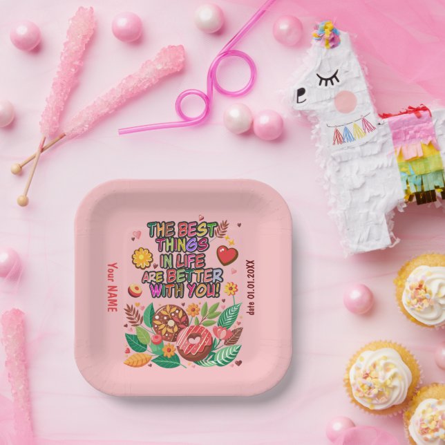 Classroom Valentine's Day Doughnut Flower Personal Paper Plate (Party)