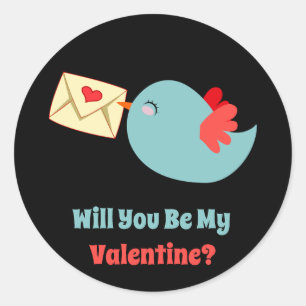 Classroom Valentine's Day Little Birdie Classic Round Sticker